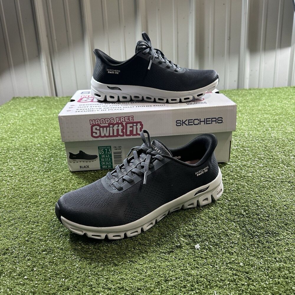 Skechers Swift Fit Women's 7.5 Black Hands Free Arch Comfort Shoes New In Box